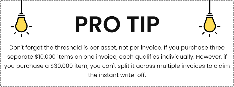 eligible assets for instant asset write off